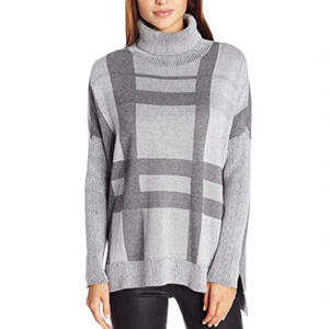 NWOT Minnie Rose Plaid Turtleneck Sweater